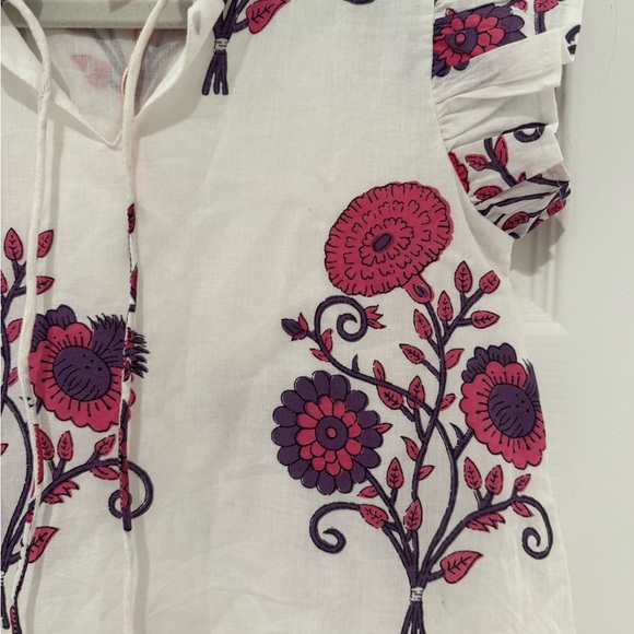 NWOT Victoria Dunn Pink Flower Block Print Cotton Summer Dress - Picture 4 of 7